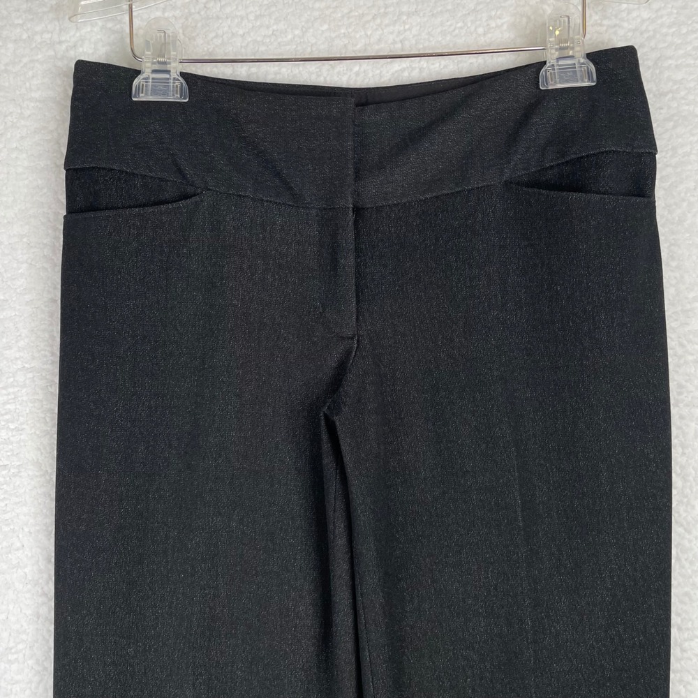 Express Design Studio Editor Black Straight Leg Dress Pants 6R Charcoal Stretch